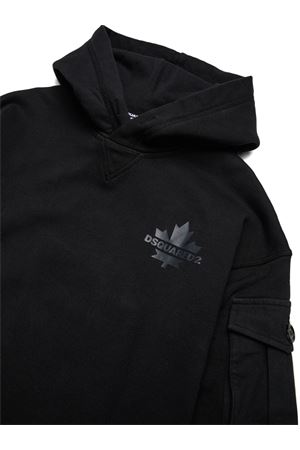 black cotton hoodie DSQUARED KIDS | DQ2735D0AC6DQ900